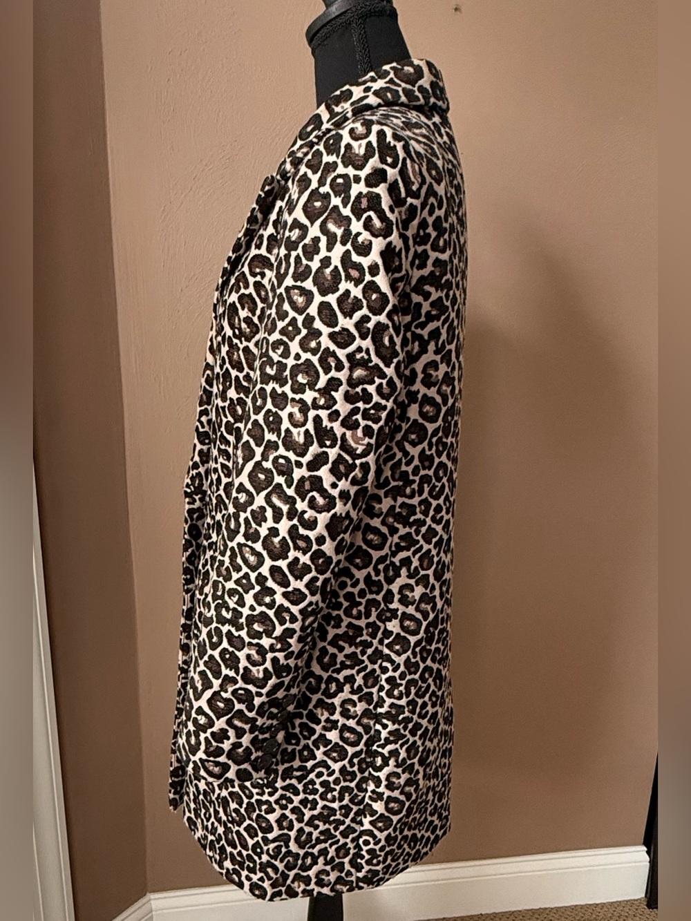 Anthropologie Gianna Leopard-Print Trench Coat - Black, Cream and Brown Size 10 - Picture 7 of 8